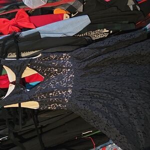 Material Girl Black and Cream Dress